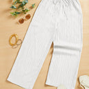 Essnce pantalones casuales de pernera ancha de 7/8 con textura y cintura anudada de unicolor para mujer