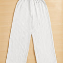 Essnce pantalones casuales de pernera ancha de 7/8 con textura y cintura anudada de unicolor para mujer