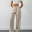 Pantalones de mujer con detalles de costura de talle alto