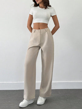 Pantalones de mujer con detalles de costura de talle alto
