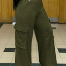 Slayr pantalones casuales de trabajo de estilo ancho con bolsillos y estampado floral gris para mujeres-c