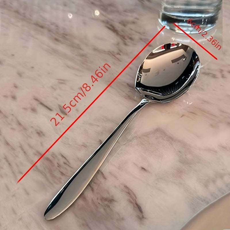 Cuchara grande de acero inoxidable resistente con mango ergonómico grueso para cocina, comedor y restaurante - Cuchara sopera duradera para servir y cocinar
