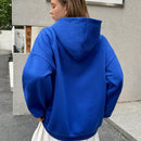 Ezwear sudadera holgada con capucha de estilo deportivo minimalista casual con patron de letra de mexico, para mujer, otono/invierno