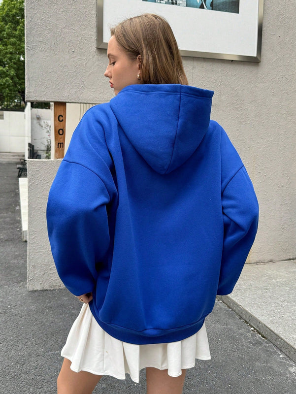 Ezwear sudadera holgada con capucha de estilo deportivo minimalista casual con patron de letra de mexico, para mujer, otono/invierno