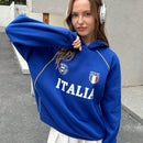 Ezwear sudadera holgada con capucha de estilo deportivo minimalista casual con patron de letra de mexico, para mujer, otono/invierno
