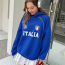 Ezwear sudadera holgada con capucha de estilo deportivo minimalista casual con patron de letra de mexico, para mujer, otono/invierno
