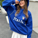 Ezwear sudadera holgada con capucha de estilo deportivo minimalista casual con patron de letra de mexico, para mujer, otono/invierno
