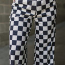 Pantalones anchos de tiro alto con bolsillos y estampado de cuadros para mujer