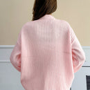 Cardigan casual y lindo de punto de canale con detalles de 3 botones, elaborado con hilo de lana suave