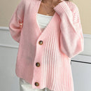 Cardigan casual y lindo de punto de canale con detalles de 3 botones, elaborado con hilo de lana suave