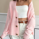 Cardigan casual y lindo de punto de canale con detalles de 3 botones, elaborado con hilo de lana suave
