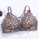 Nuevo sujetador inalambrico gris para mujer con escote cruzado y efecto push up