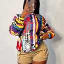 Slayr sudadera de estilo de vacaciones con estampado para mujer
