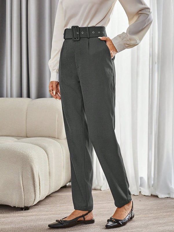 Modichic pantalones de negocios informales versatiles de lino con pierna recta delgada, favorecedores para mujeres