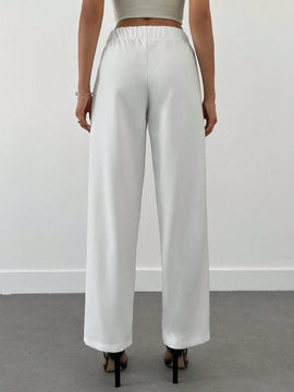 Pantalones para mujer con detalles de costuras, cintura elastica