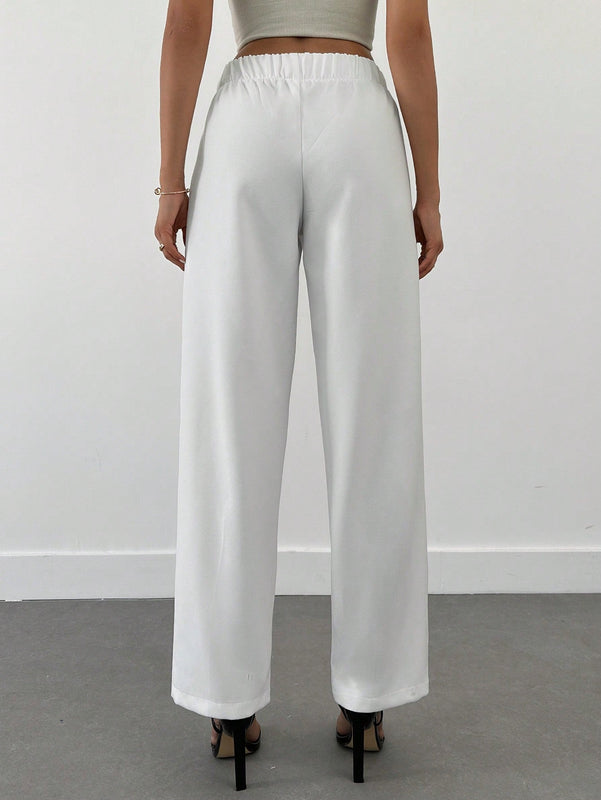 Pantalones para mujer con detalles de costuras, cintura elastica