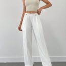 Pantalones para mujer con detalles de costuras, cintura elastica