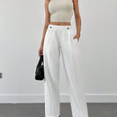 Pantalones para mujer con detalles de costuras, cintura elastica