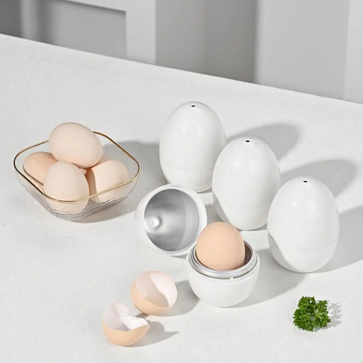 Cocedor de Huevos Rápido y Fácil para Microondas - Cuela 1-4 Huevos en 5 Minutos, Opciones de Cocer Duros o Blandos, Utensilio de Cocina Duradero de PP+Metal