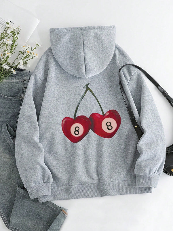 Ezwear sudadera con capucha de mujer con estampado de leopardo y estrella, hombros caidos, otono/invierno