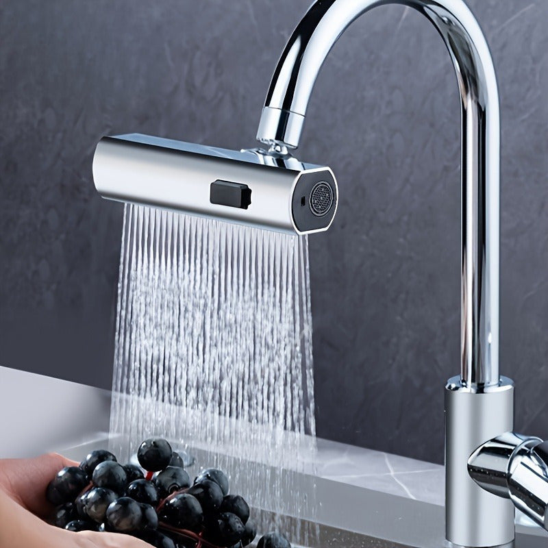 Adaptador multifunción para grifo con flujo en cascada de 3 velocidades, cabezal rociador giratorio, diseño a prueba de salpicaduras en ABS para lavabos de baño y cocina, piezas de repuesto duraderas, instalación fácil, sin necesidad de electricidad, act