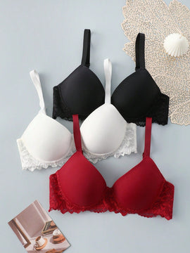 Underwear&sleepwear basics 3 piezas sujetadores con aro interior no desmontable y acolchados con copa 3/4 para mujeres