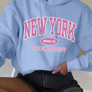 Essnce sudadera con capucha informal con cordon y estampa de letras, talla grande, para otono/invierno