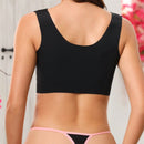 Morvia 4 piezas ropa interior para mujer de algodon con bloques de color negro, tanga con espalda en v, tanga de cintura media comoda y elastica, ropa interior tipo tanga comoda y transpirable, lenceria y ropa interior de uso diario