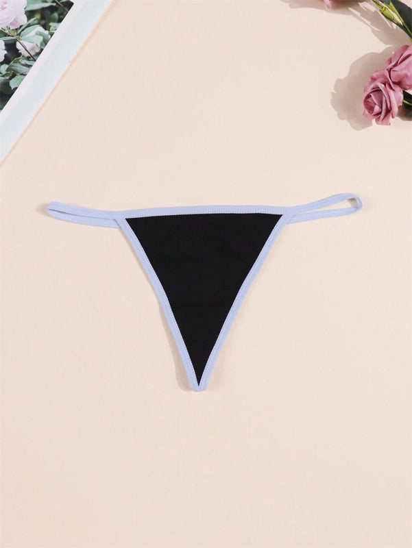 Morvia 4 piezas ropa interior para mujer de algodon con bloques de color negro, tanga con espalda en v, tanga de cintura media comoda y elastica, ropa interior tipo tanga comoda y transpirable, lenceria y ropa interior de uso diario