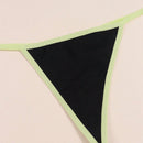Morvia 4 piezas ropa interior para mujer de algodon con bloques de color negro, tanga con espalda en v, tanga de cintura media comoda y elastica, ropa interior tipo tanga comoda y transpirable, lenceria y ropa interior de uso diario