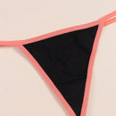 Morvia 4 piezas ropa interior para mujer de algodon con bloques de color negro, tanga con espalda en v, tanga de cintura media comoda y elastica, ropa interior tipo tanga comoda y transpirable, lenceria y ropa interior de uso diario