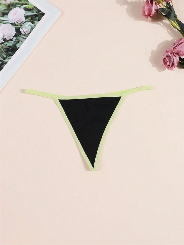 Morvia 4 piezas ropa interior para mujer de algodon con bloques de color negro, tanga con espalda en v, tanga de cintura media comoda y elastica, ropa interior tipo tanga comoda y transpirable, lenceria y ropa interior de uso diario