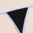 Morvia 4 piezas ropa interior para mujer de algodon con bloques de color negro, tanga con espalda en v, tanga de cintura media comoda y elastica, ropa interior tipo tanga comoda y transpirable, lenceria y ropa interior de uso diario
