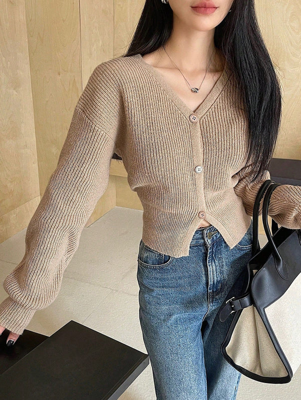 Dazy cardigan de botones de color liso para mujer, informal para uso diario, otono