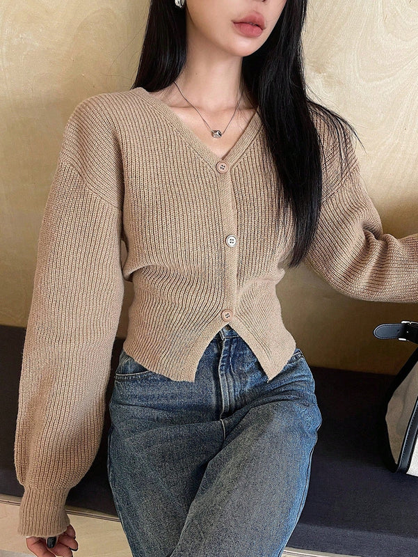 Dazy cardigan de botones de color liso para mujer, informal para uso diario, otono