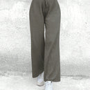 Cottnline pantalones informales minimalistas con nudo delantero de unicolor de algodon