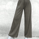 Cottnline pantalones informales minimalistas con nudo delantero de unicolor de algodon