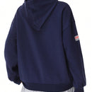 Coolane sudadera casual con capucha negra minimalista con estampado de letras para mujer