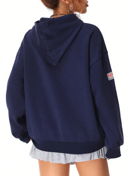Coolane sudadera con capucha estilo deportivo de mujer con graficos impresos con numeros para otono