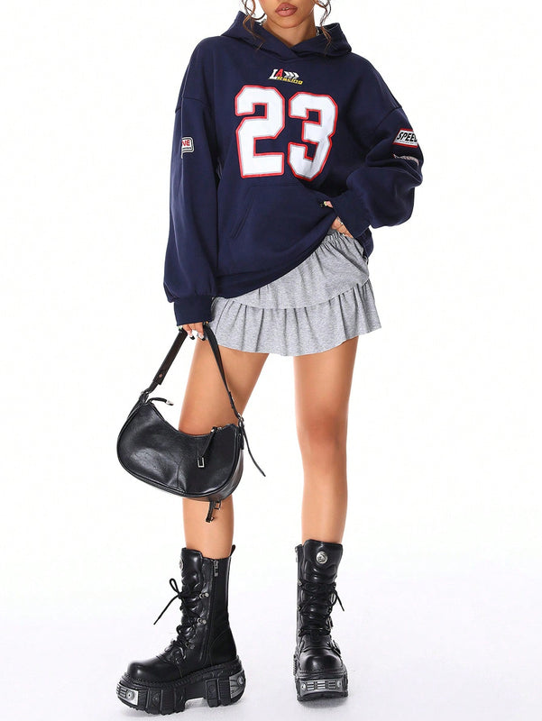 Coolane sudadera con capucha estilo deportivo de mujer con graficos impresos con numeros para otono