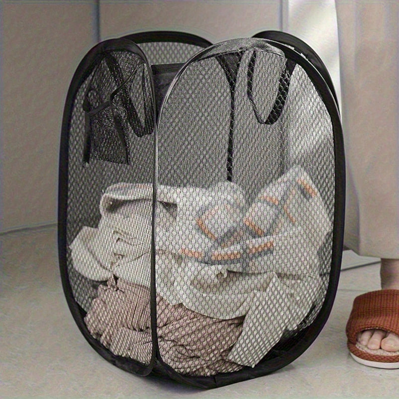 Cesto de Lavandería de Malla Pop-Up de Tamaño Extra Grande con Asas - Plegable, Cesta de Almacenamiento de Ropa Sucia de Alta Capacidad para Baño, Dormitorio y Residencia Universitaria, con Ganchos de Utilidad