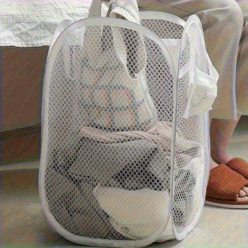 Cesto de Lavandería de Malla Pop-Up de Tamaño Extra Grande con Asas - Plegable, Cesta de Almacenamiento de Ropa Sucia de Alta Capacidad para Baño, Dormitorio y Residencia Universitaria, con Ganchos de Utilidad