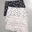 Finetoo conjunto de 3 piezas pantis con estilo gotico, sexy y lindo para mujer, con contraste de color hipster. ropa interior tipo short sin costuras con estampado completo de calaveras y murcielagos de halloween