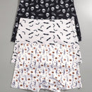 Finetoo conjunto de 3 piezas pantis con estilo gotico, sexy y lindo para mujer, con contraste de color hipster. ropa interior tipo short sin costuras con estampado completo de calaveras y murcielagos de halloween