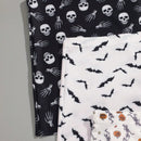 Finetoo conjunto de 3 piezas pantis con estilo gotico, sexy y lindo para mujer, con contraste de color hipster. ropa interior tipo short sin costuras con estampado completo de calaveras y murcielagos de halloween