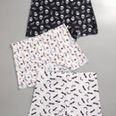 Finetoo conjunto de 3 piezas pantis con estilo gotico, sexy y lindo para mujer, con contraste de color hipster. ropa interior tipo short sin costuras con estampado completo de calaveras y murcielagos de halloween