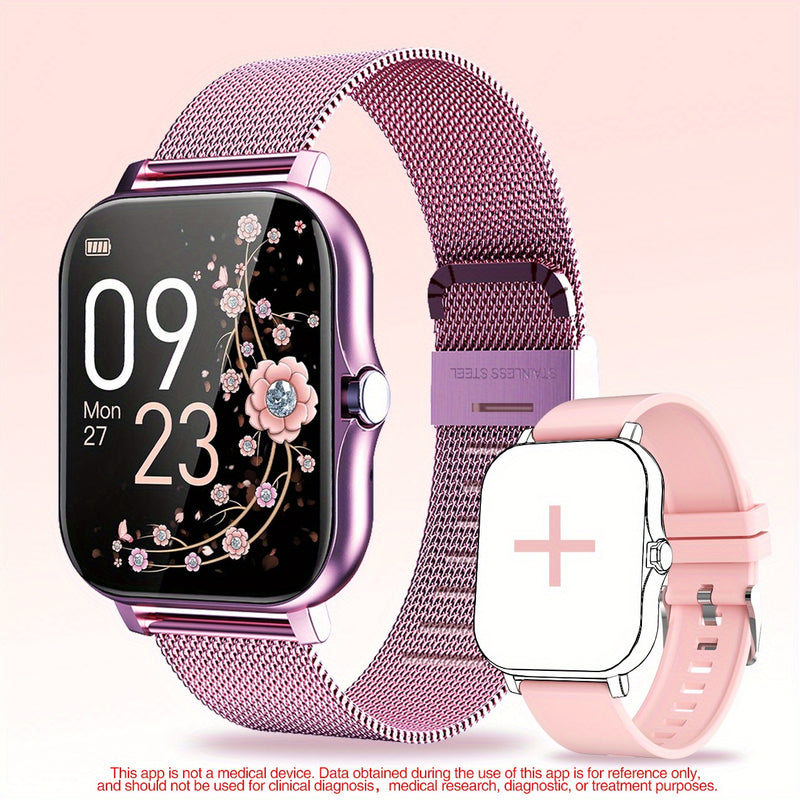 Reloj inteligente de 4,65 cm con llamada inalámbrica, pantalla digital, batería de litio recargable, caja de aleación de zinc, movimiento electrónico, correa de silicona y acero inoxidable - Compatible con varios teléfonos