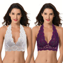 Curve muse sujetador escotado de encaje floral con paquete de 2 unidades para mujer con curvas