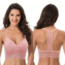 Curve muse bralette sin relleno con escote profundo y encaje floral, paquete de 2, tallas grandes
