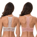 Curve muse bralette sin relleno con escote profundo y encaje floral, paquete de 2, tallas grandes